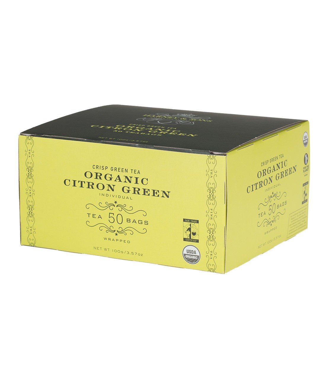 Organic Citron Green, 6 boxes per case - 50 wrapped tea bags per box