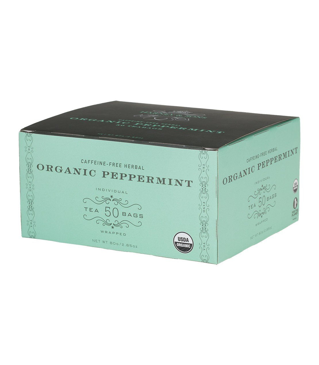 Organic Peppermint Herbal, 6 boxes per case - 50 wrapped tea bags per box