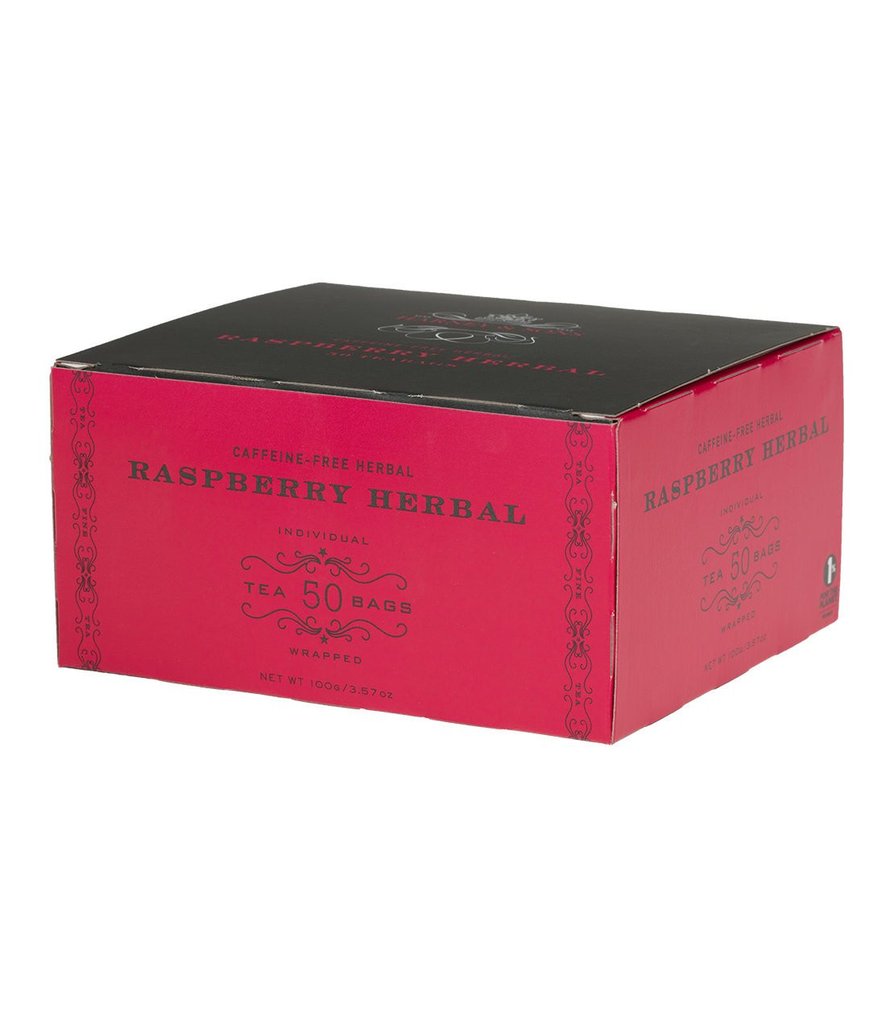Raspberry Herbal, 6 boxes per case - 50 wrapped tea bags per box