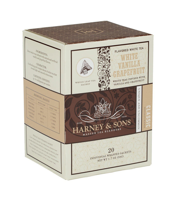 White Vanilla Grapefruit, 6 Boxes per case - 20 Wrapped Sachets per box